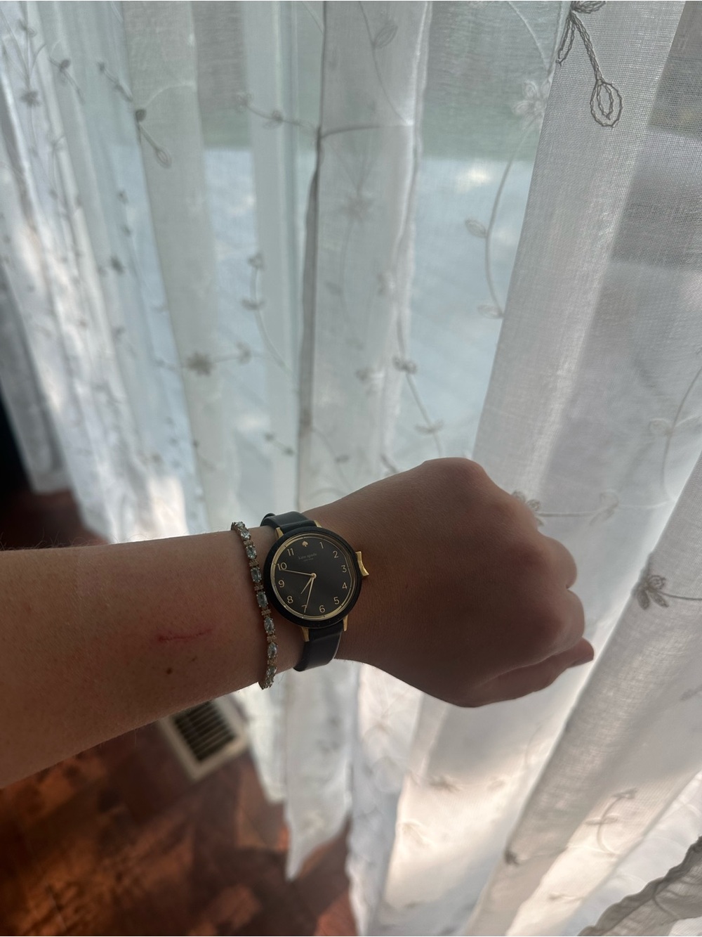 Kate Spade Women’s Black Silicone Watch with Gold Trim